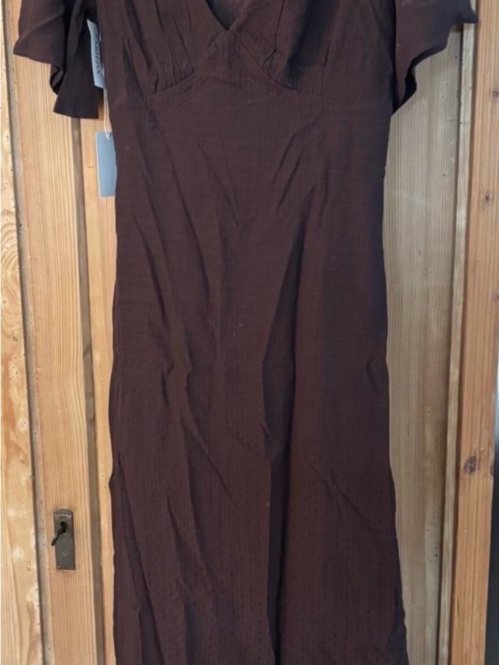 Aritzia x Little Moon, Mocha Brown V-Neck Midi Dress